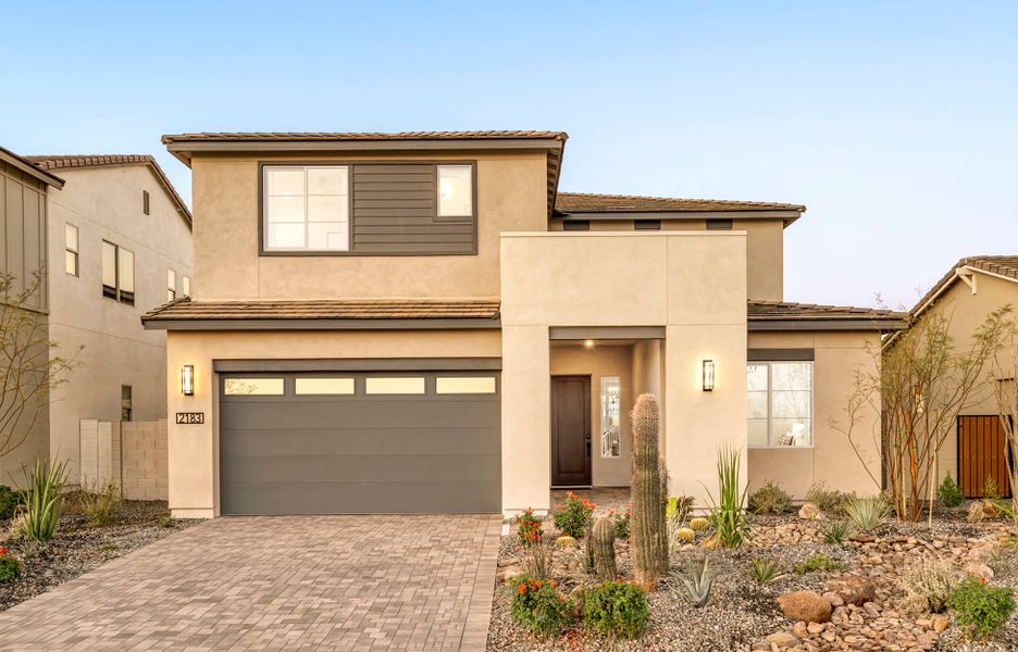 Front exterior of a home in the Luna at Soleo community, located in Queen Creek, AZ (Image 3).