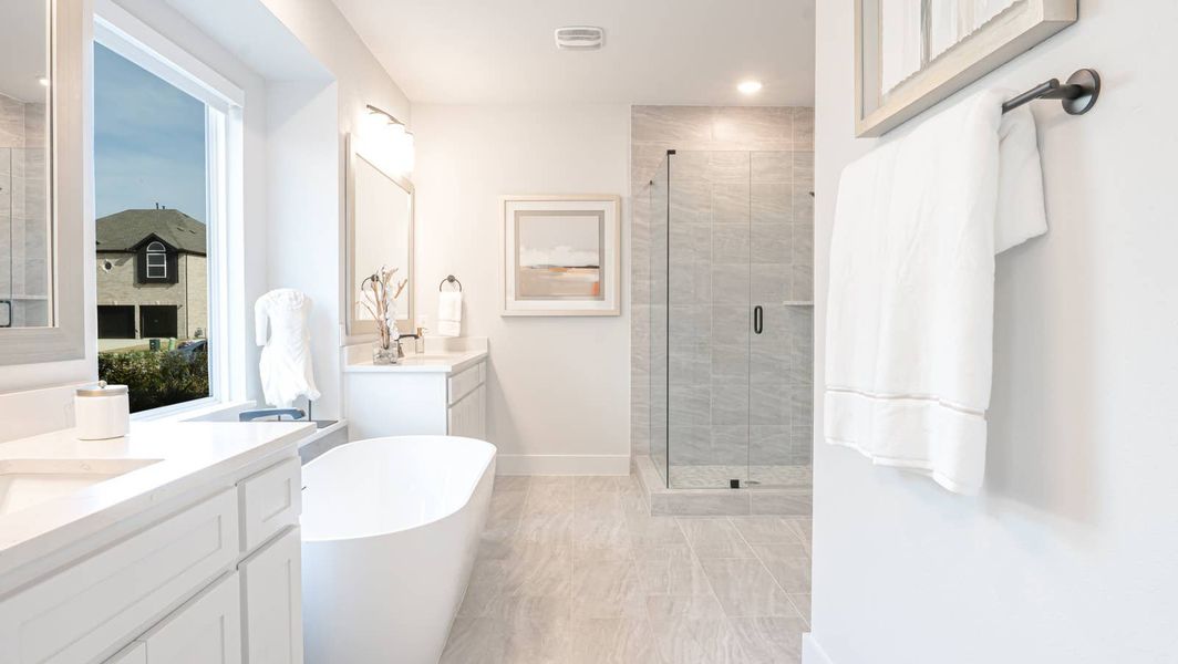Furnished interior in a model home at Villages of Creekwood in Frisco (Image 6).