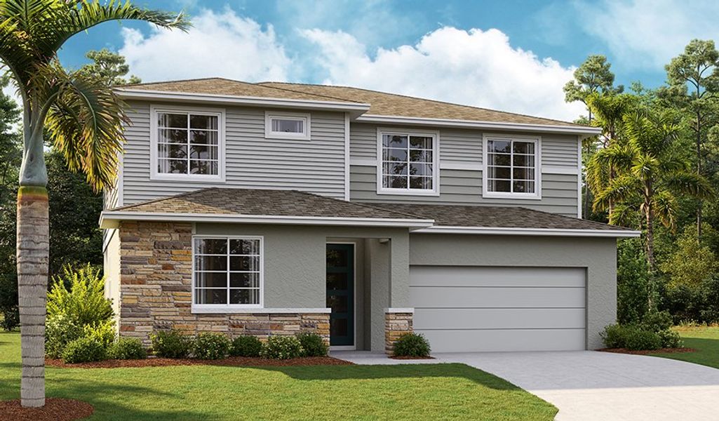 Front exterior of a home in the Estates at Rivers Edge community, located in Parrish, FL (Image 5).