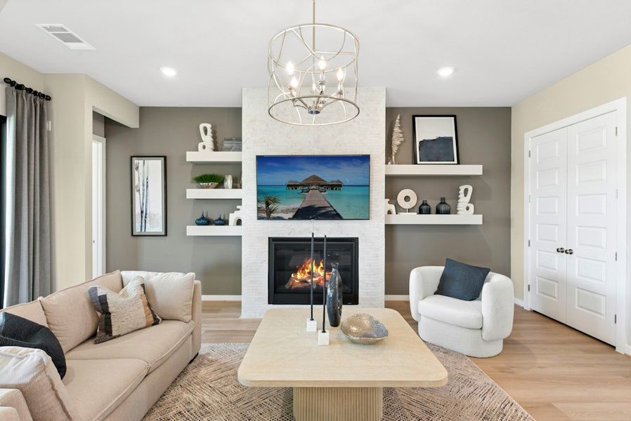 Furnished interior in a model home at The Colony in Bastrop (Image 7). Furnished interior in a model home at The Colony in Bastrop (Image 7).