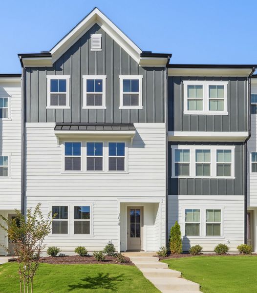 Front exterior of a home in the Twinleaf Townes community, located in Chapel Hill, NC (Image 5).
