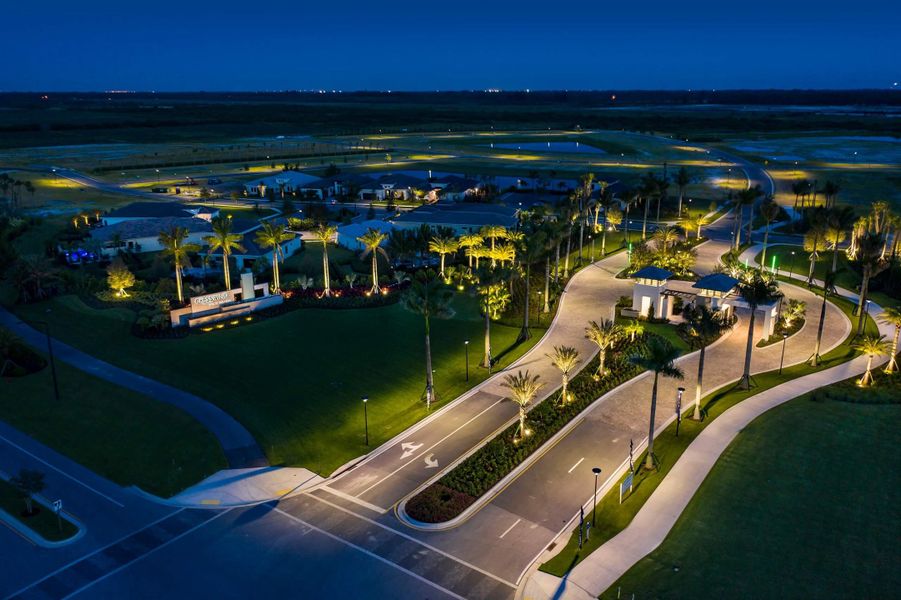 Cresswind Palm Beach at Westlake Entry by night