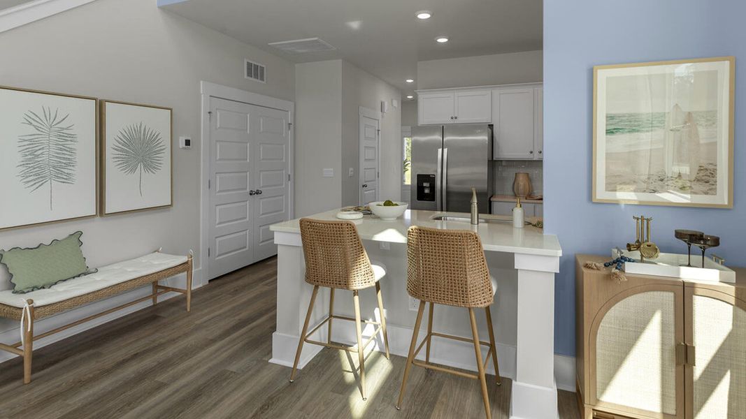 Furnished interior in a model home at The Palms at Indigo Preserve Townhomes in Leland (Image 18).