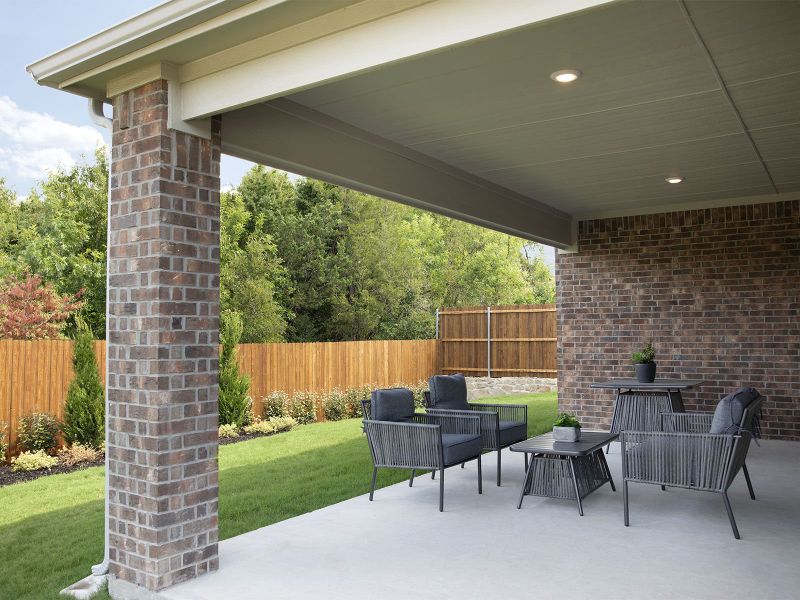 The included covered patio is perfect for outdoor entertaining.