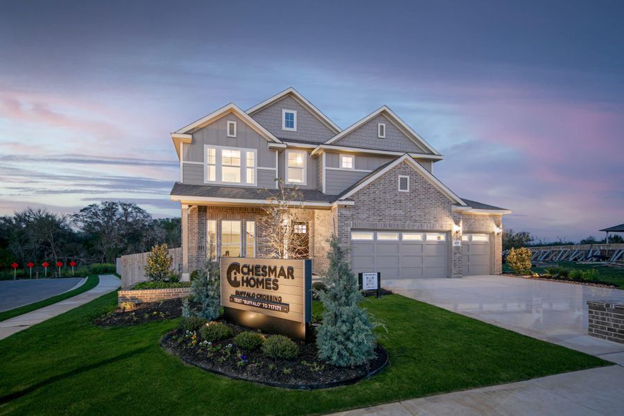 Front exterior of a home in the Buffalo Crossing – New Phase Now Preselling community, located in Cibolo, TX (Image 2).