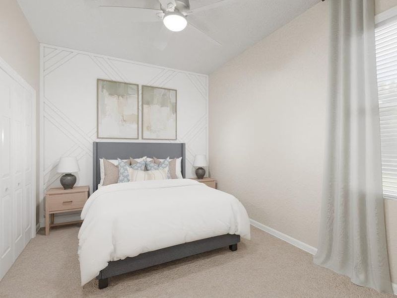 Secondary bedrooms provide space for everyone in your household.  (Artist`s rendering)