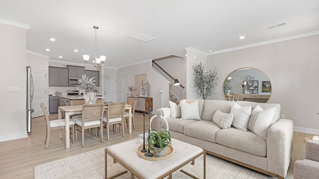 Furnished interior in a model home at Sanctuary at Southgate Townhomes in Indian Trail (Image 3). Furnished interior in a model home at Sanctuary at Southgate Townhomes in Indian Trail (Image 3).