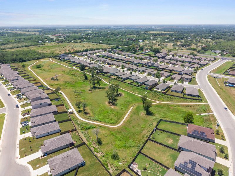 Aerial view of the Arroyo Ranch community in Seguin, TX, showing layout and nearby surroundings (Image 13). Aerial view of the Arroyo Ranch community in Seguin, TX, showing layout and nearby surroundings (Image 13).