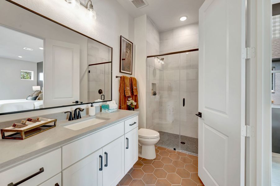 Furnished interior in a model home at The Highlands Encore - Harbor Collection in Porter (Image 35). Furnished interior in a model home at The Highlands Encore - Harbor Collection in Porter (Image 35).