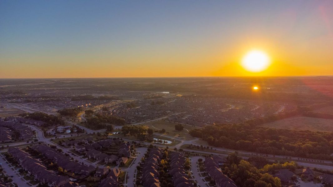 Aerial view of the Trinity Falls community in McKinney, TX, showing layout and nearby surroundings (Image 22).