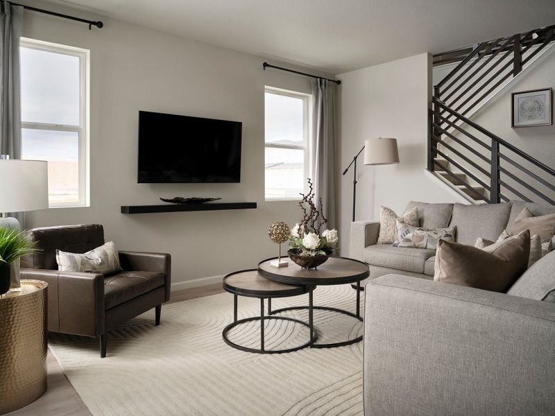 Furnished interior in a model home at Westside Crossing Townhomes in Berthoud (Image 5). Furnished interior in a model home at Westside Crossing Townhomes in Berthoud (Image 5).