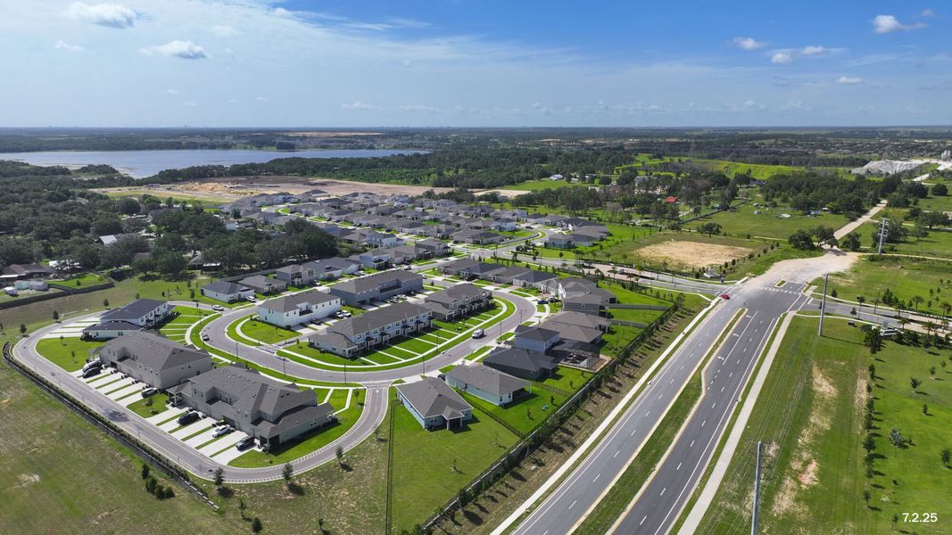 Aerial view of the Waterbrooke community in Clermont, FL, showing layout and nearby surroundings (Image 21). Aerial view of the Waterbrooke community in Clermont, FL, showing layout and nearby surroundings (Image 21).