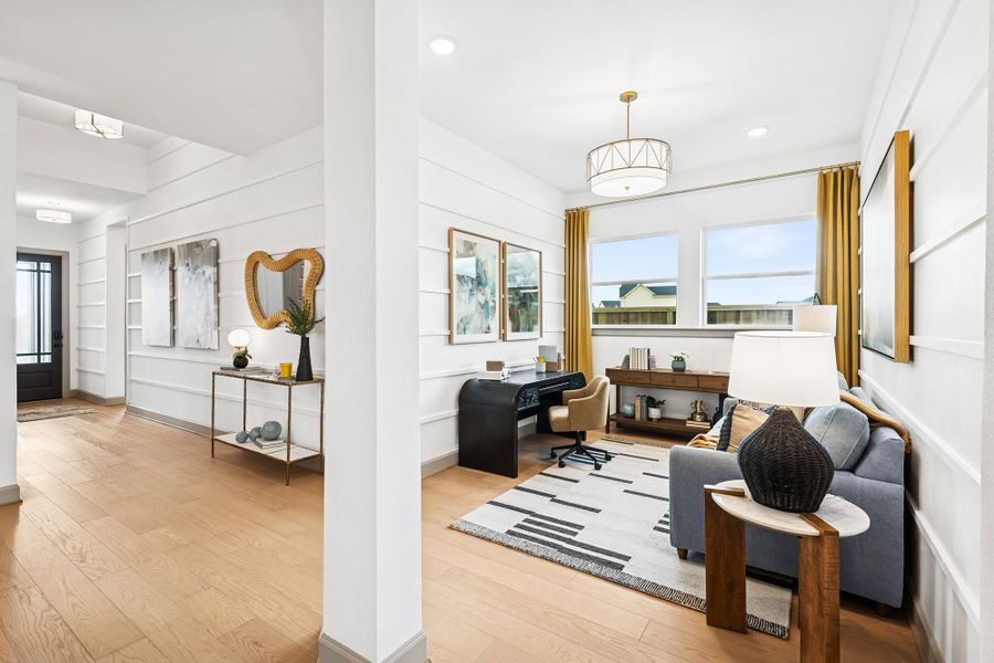 Furnished interior in a model home at Elyson 45' in Katy (Image 6).