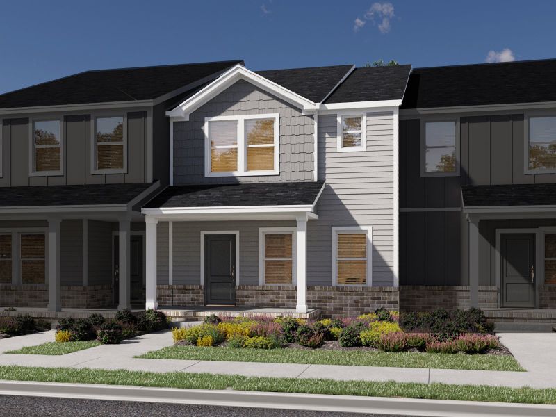 Front exterior rendering of the Thorton floorplan at a Meritage Homes community in Zebulon, NC.