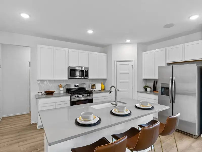 Furnished interior in a model home at Horizon Pointe in Converse (Image 3).