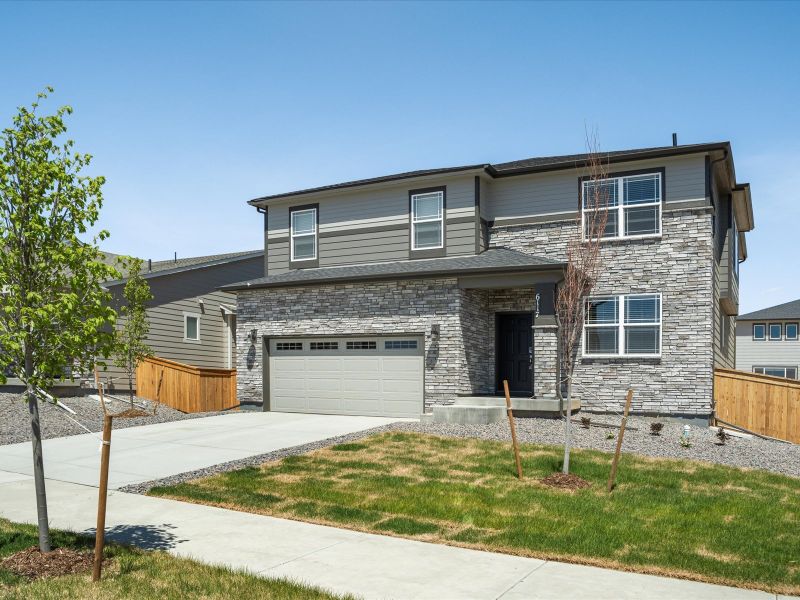 Waterton front exterior at a Meritage Homes community in Brighton, CO.