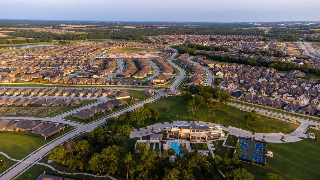 Aerial view of the Trinity Falls community in McKinney, TX, showing layout and nearby surroundings (Image 19).