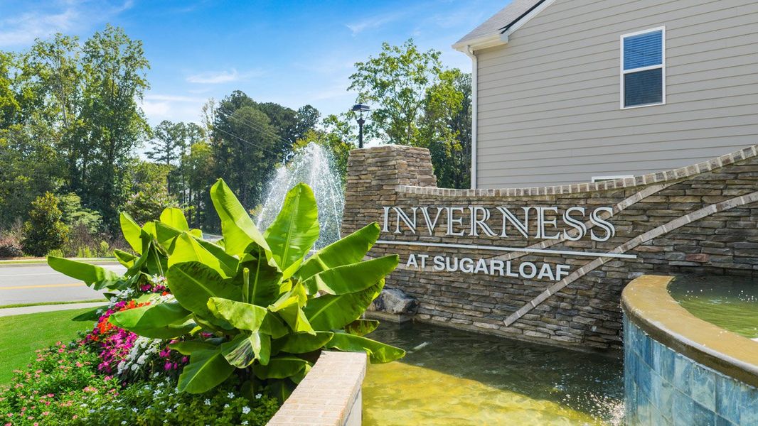 Entrance to the Inverness at Sugarloaf community in Lawrenceville, GA, featuring signage and landscaping (Image 2).