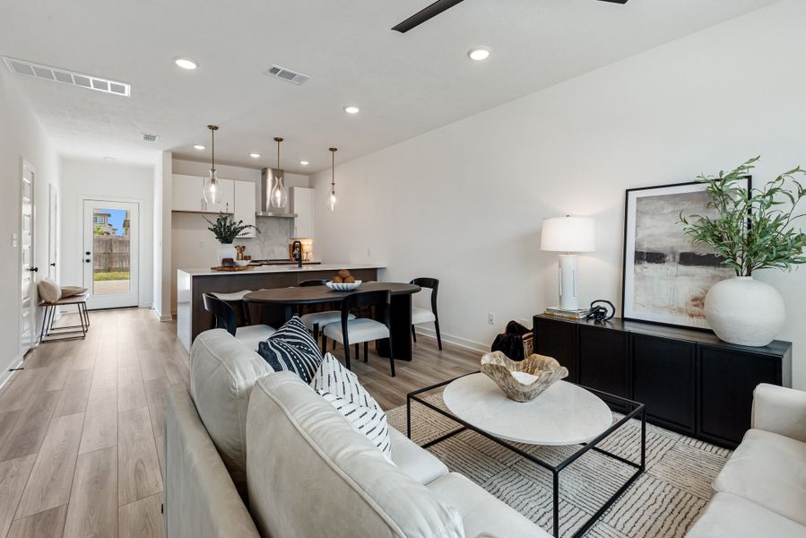Furnished interior in a model home at Midtown Townhomes in College Station (Image 3). Furnished interior in a model home at Midtown Townhomes in College Station (Image 3).