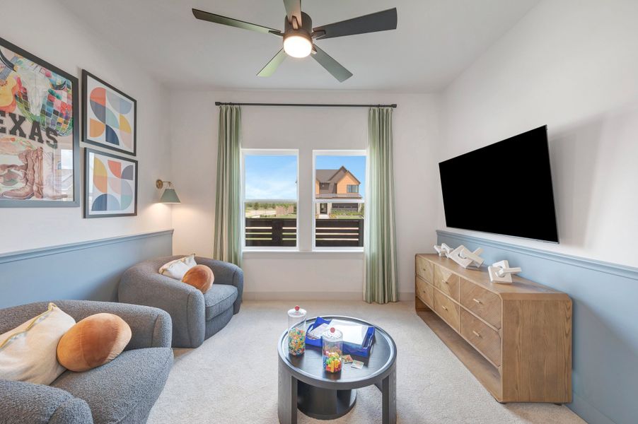 Furnished interior in a model home at Bridgeland Central: Emerald Heights - Enclave Row Collection in Cypress (Image 20).