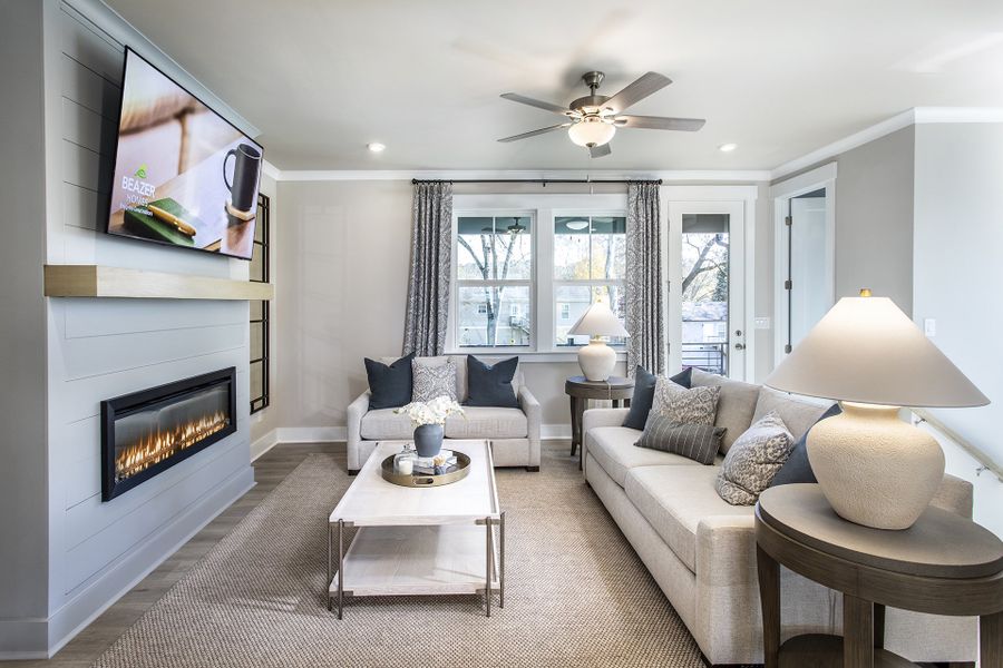 Furnished interior in a model home at The Groves at Myrtle: Myrtle Street in Roswell (Image 4).