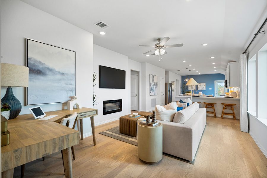 Furnished interior in a model home at Cottonwood: Meadows 50' in Dorchester (Image 9).