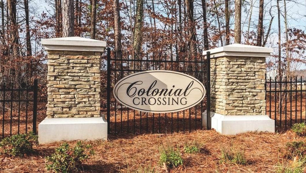 Entrance to the Colonial Crossing community in Troutman, NC, featuring signage and landscaping (Image 1).