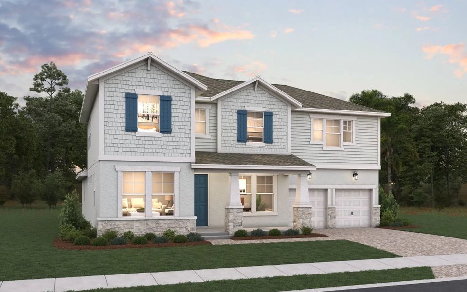 Front exterior of a home in the Hamlin Meadows 60' community, located in Winter Garden, FL (Image 4).