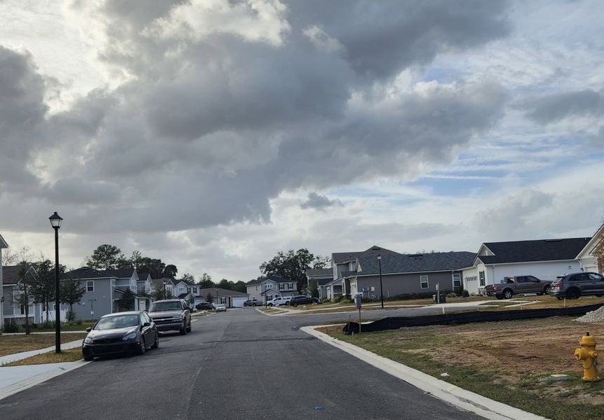 A serene neighborhood street view in Walker's Ridge – Phase II by Breeze Homes, Jacksonville, FL. A serene neighborhood street view in Walker's Ridge – Phase II by Breeze Homes, Jacksonville, FL.