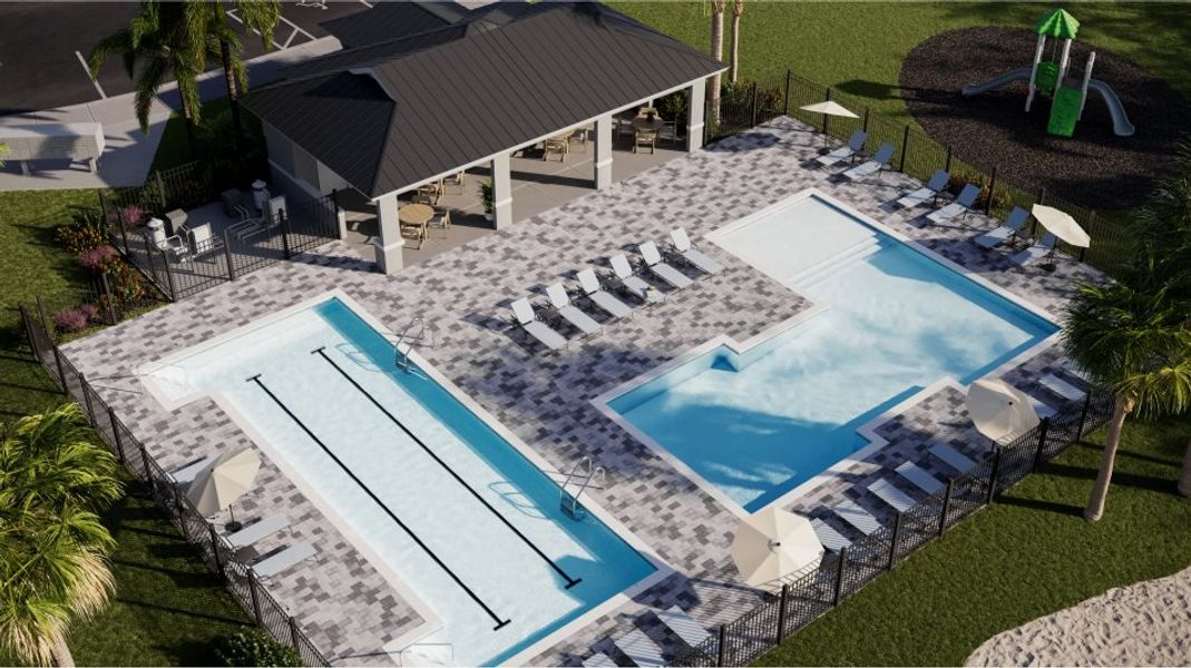 Aerial Riverwood at Everlands swimming pool