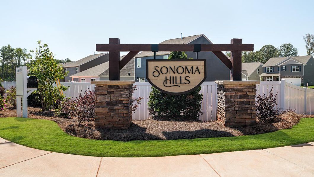 Entrance to the Sonoma Hills community in Charlotte, NC, featuring signage and landscaping (Image 1).