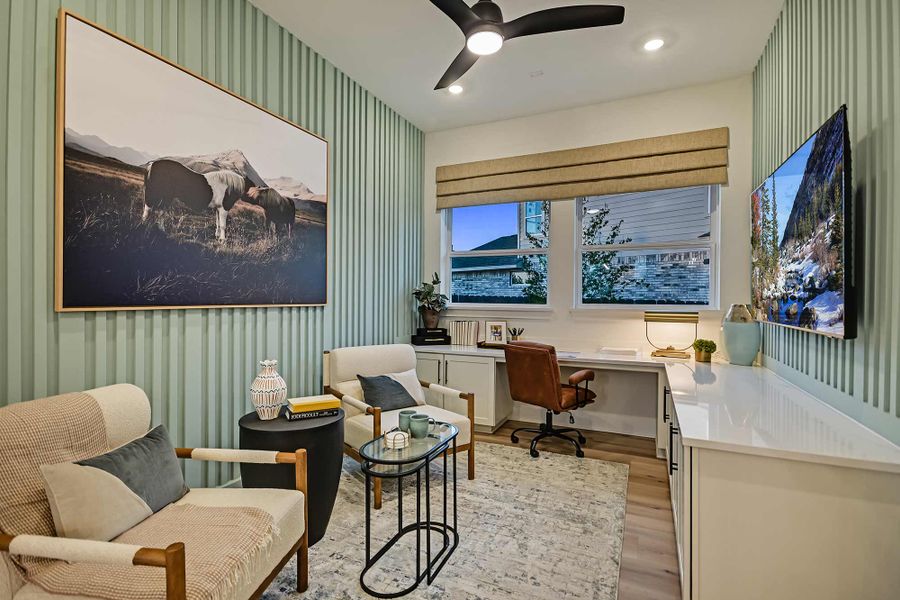 Furnished interior in a model home at Flora in Hutto (Image 27).