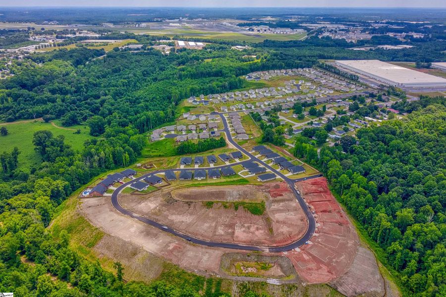 Aerial view of the Bracken Woods community in Piedmont, SC, showing layout and nearby surroundings (Image 1).