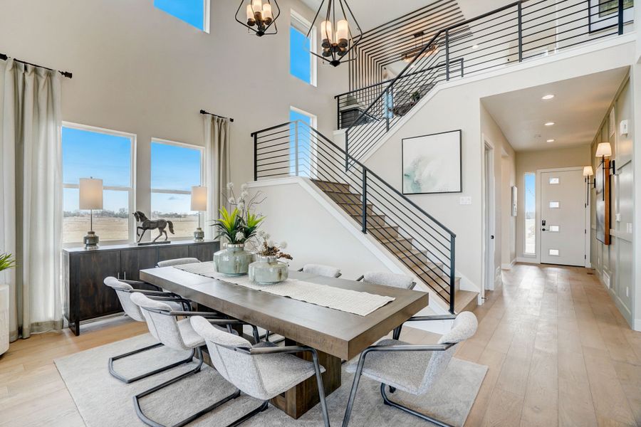 Furnished interior in a model home at Kitchel Lake at Serratoga Falls in Timnath (Image 23).