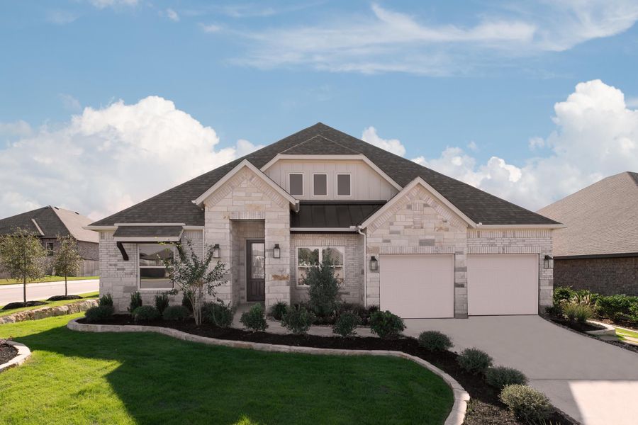 Front exterior of a home in the Sunday Creek at Kinder Ranch community, located in San Antonio, TX (Image 5).