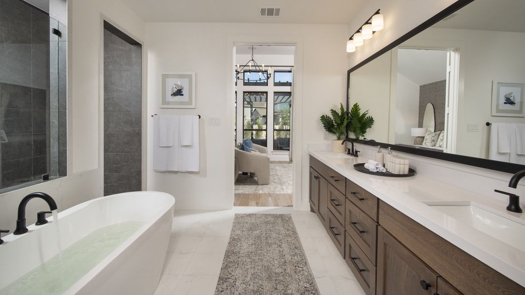 Furnished interior in a model home at Eldorado At Santa Rita Ranch 60' in Liberty Hill (Image 12). Furnished interior in a model home at Eldorado At Santa Rita Ranch 60' in Liberty Hill (Image 12).