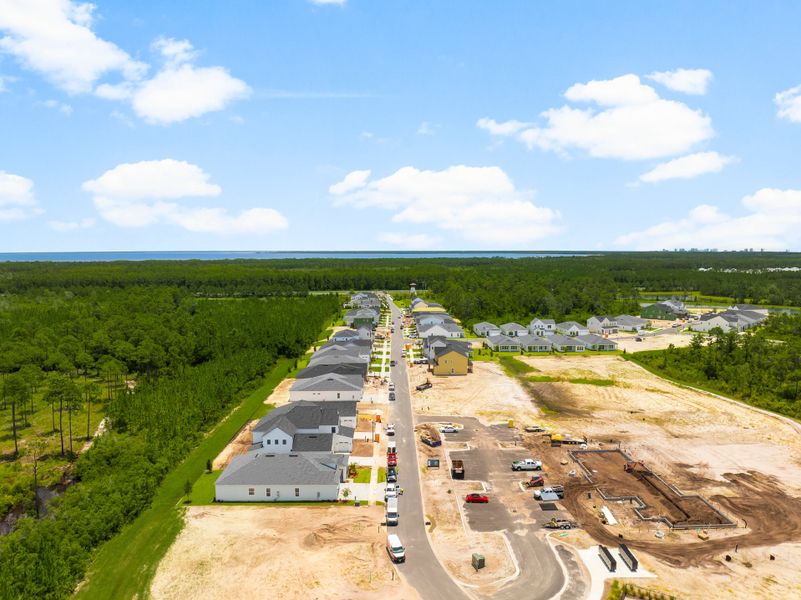 Aerial view of the Salt Grass at Ward Creek community in Panama City Beach, FL, showing layout and nearby surroundings (Image 17). Aerial view of the Salt Grass at Ward Creek community in Panama City Beach, FL, showing layout and nearby surroundings (Image 17).
