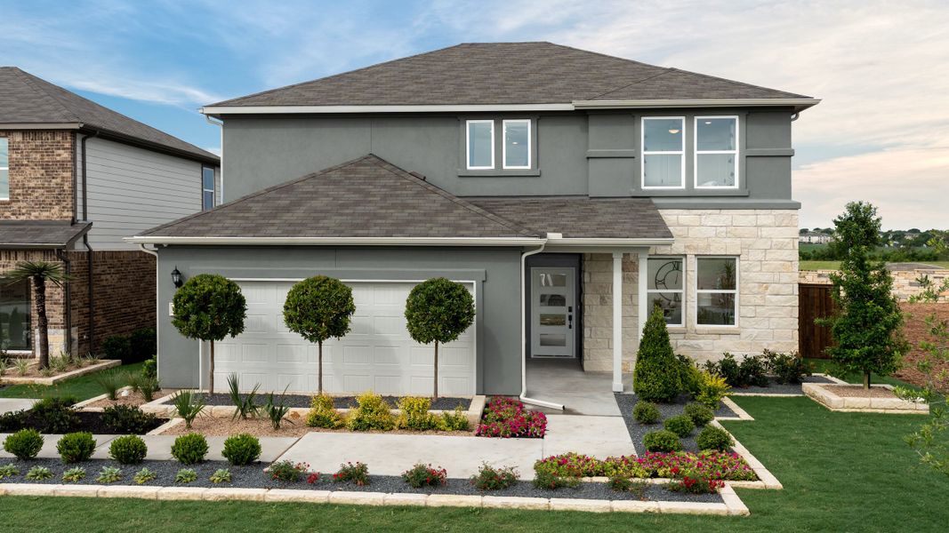 Front exterior of a home in the Lisso community, located in Pflugerville, TX (Image 2).