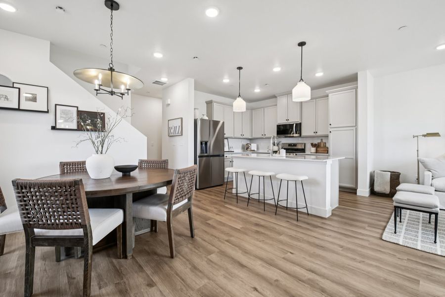 Furnished interior in a model home at Timnath Ranch Townhomes in Timnath (Image 8).