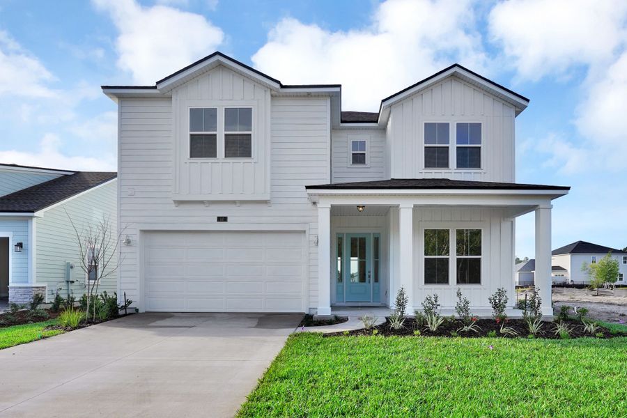 Front exterior of a home in the Mariposa at EverRange 50' Gold Series community, located in Jacksonville, FL (Image 4).