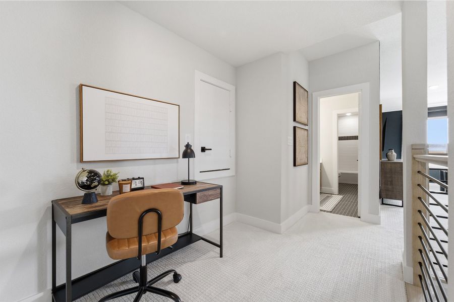 Furnished interior in a model home at Lariat in Liberty Hill (Image 45).