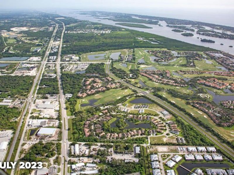 Aerial view of the The Falls at Grand Harbor community in Vero Beach, FL, showing layout and nearby surroundings (Image 15).