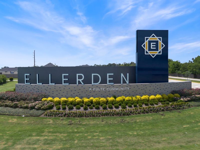 Entrance to the Ellerden community in Tomball, TX, featuring signage and landscaping (Image 2). Entrance to the Ellerden community in Tomball, TX, featuring signage and landscaping (Image 2).