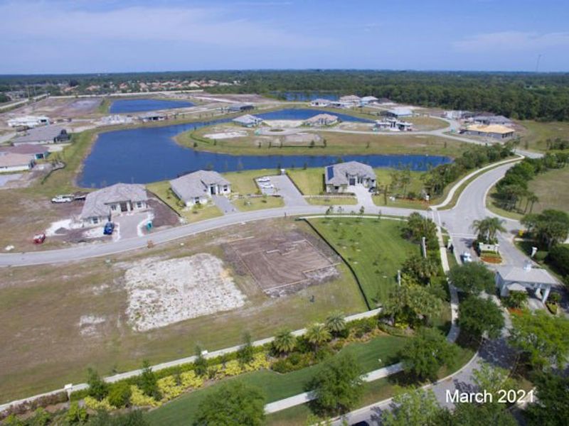 Aerial view of the Bent Pine Preserve community in Vero Beach, FL, showing layout and nearby surroundings (Image 36).