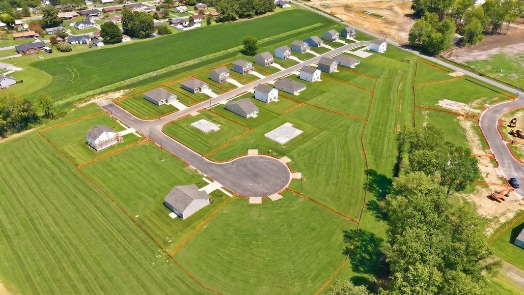 Aerial view of the Hobbs Farm community in Ayden, NC, showing layout and nearby surroundings (Image 8). Aerial view of the Hobbs Farm community in Ayden, NC, showing layout and nearby surroundings (Image 8).
