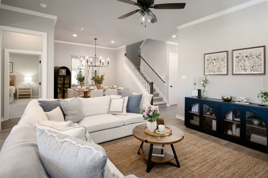 Furnished interior in a model home at Greens Prairie Reserve in College Station (Image 11).