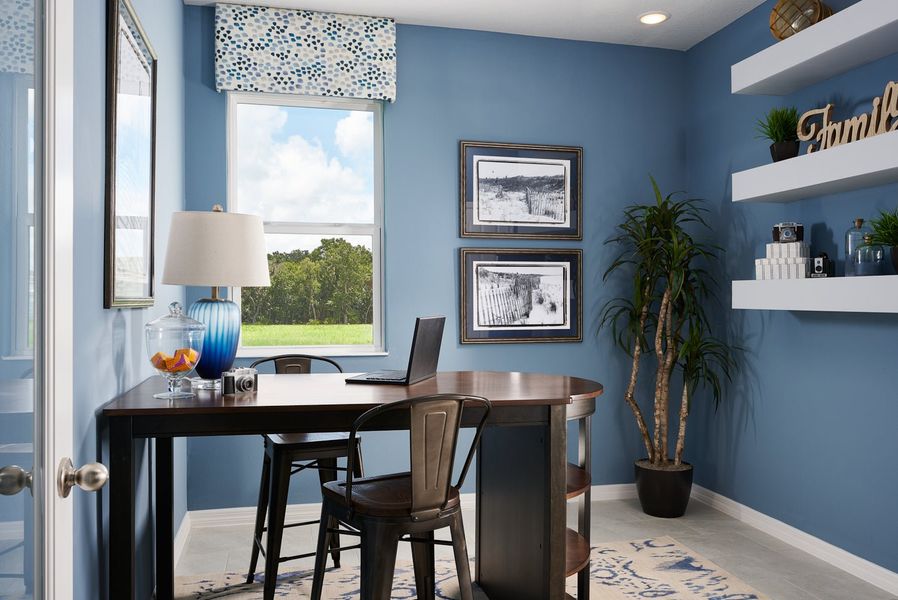 Furnished interior in a model home at Leela Reserve Paired Villas in Tavares (Image 16). Furnished interior in a model home at Leela Reserve Paired Villas in Tavares (Image 16).