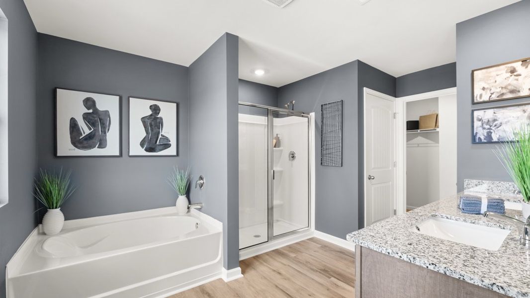 Furnished interior in a model home at Carlton in Douglasville (Image 12).