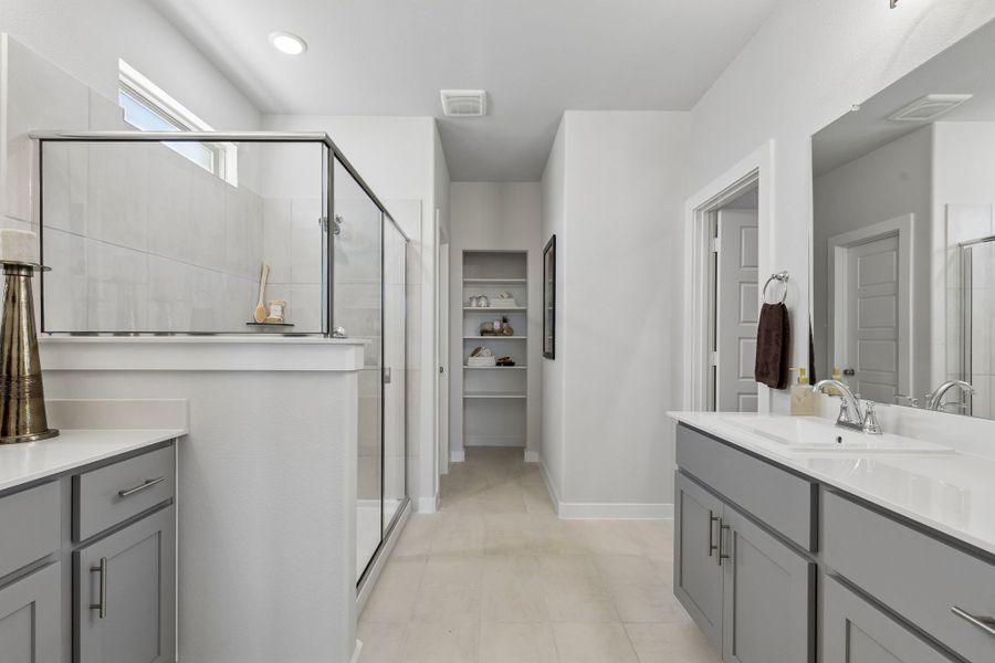 Primary Bathroom in the Winters model home in Gunter TX by Trophy Signature Homes