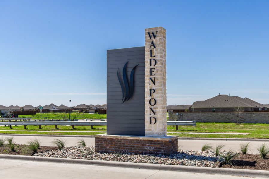 Entrance to the Walden Pond community in Forney, TX, featuring signage and landscaping (Image 12). Entrance to the Walden Pond community in Forney, TX, featuring signage and landscaping (Image 12).
